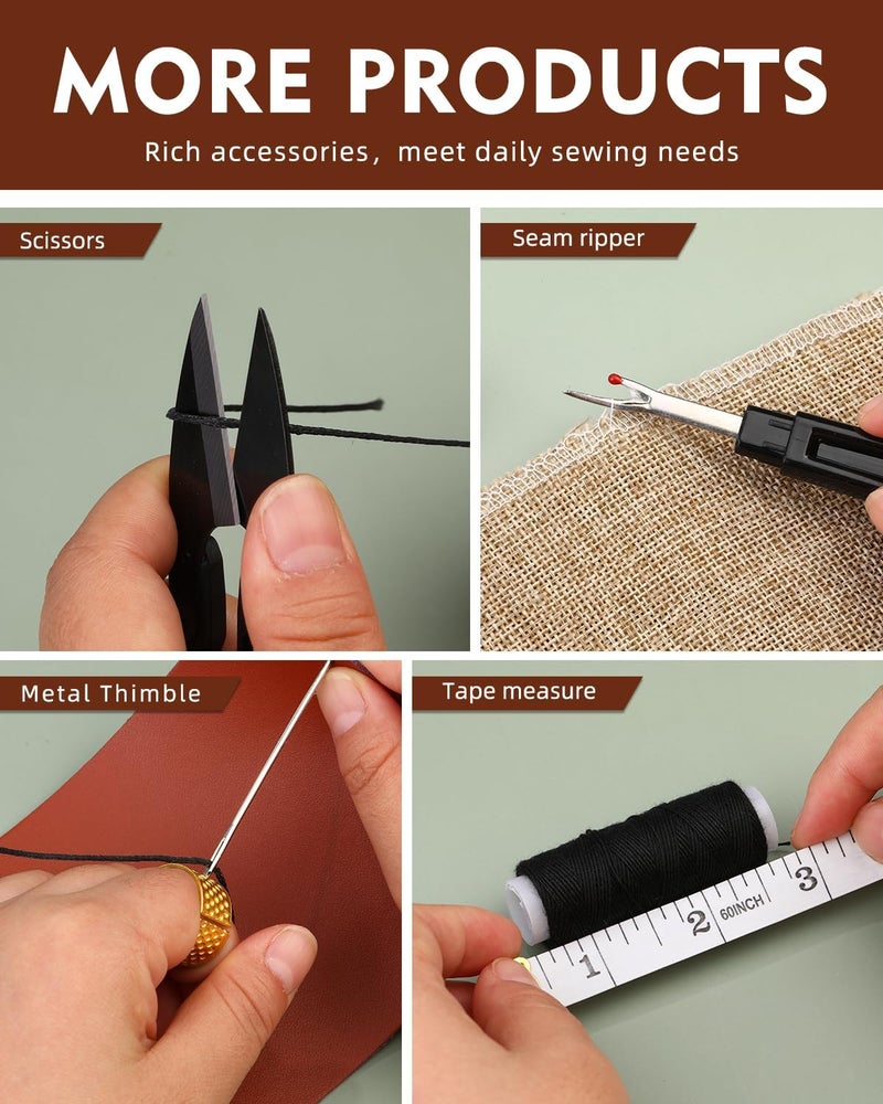 BAGERLA Heavy Duty Sewing Kit, Needle and Thread Kit with Upholstery Thread Needles Sewing Awl Seam Ripper for Car Seats Carpets Shoes Backpacks DIY Crafting - Image 5